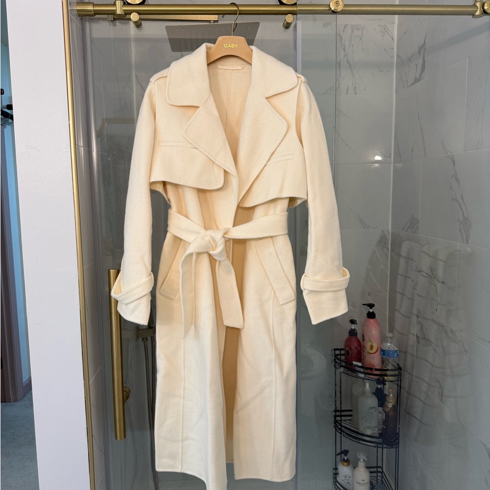 Cream Belted Women's Coat